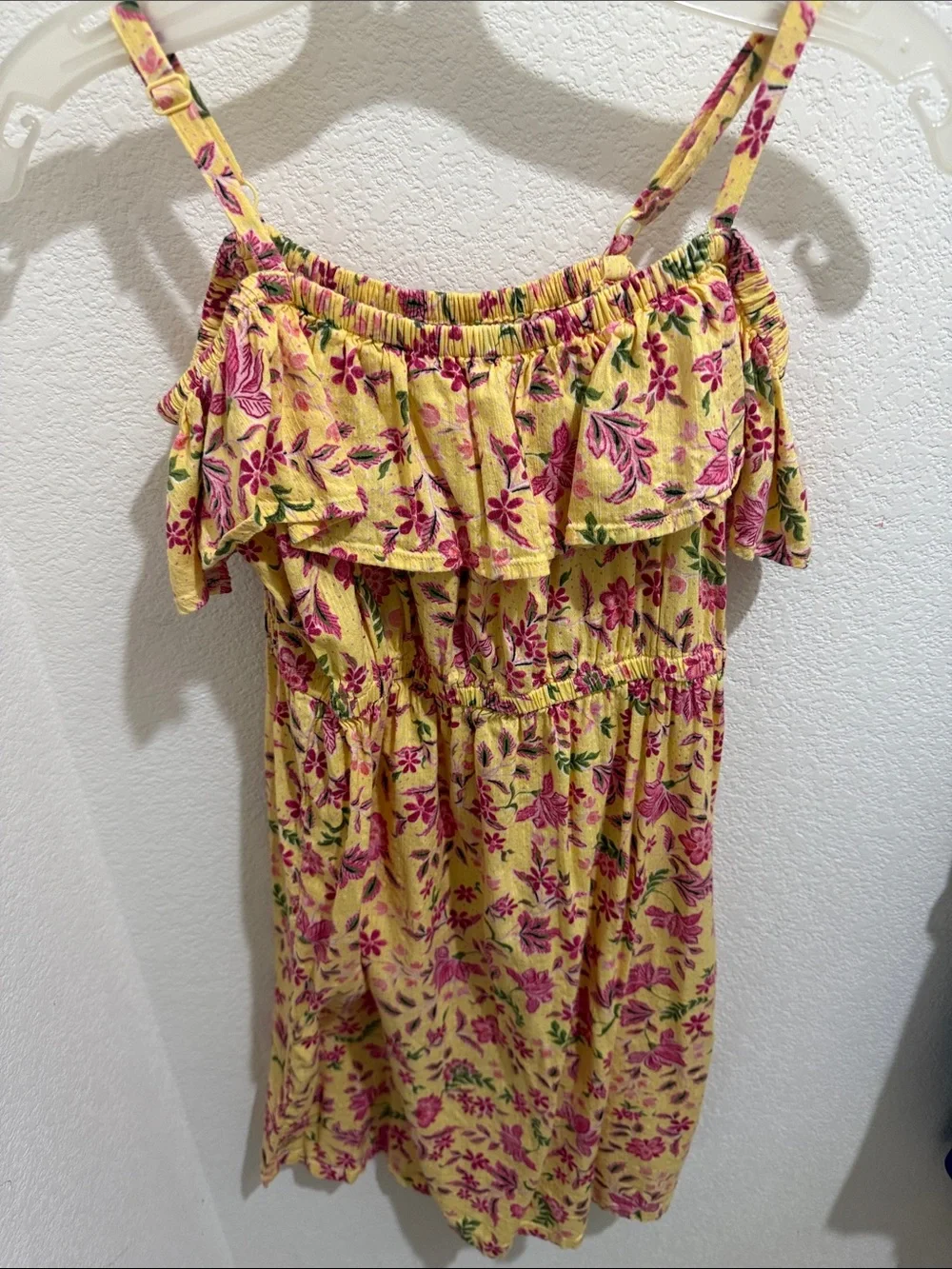 Old Navy Yellow Floral Dress with Pink Accents